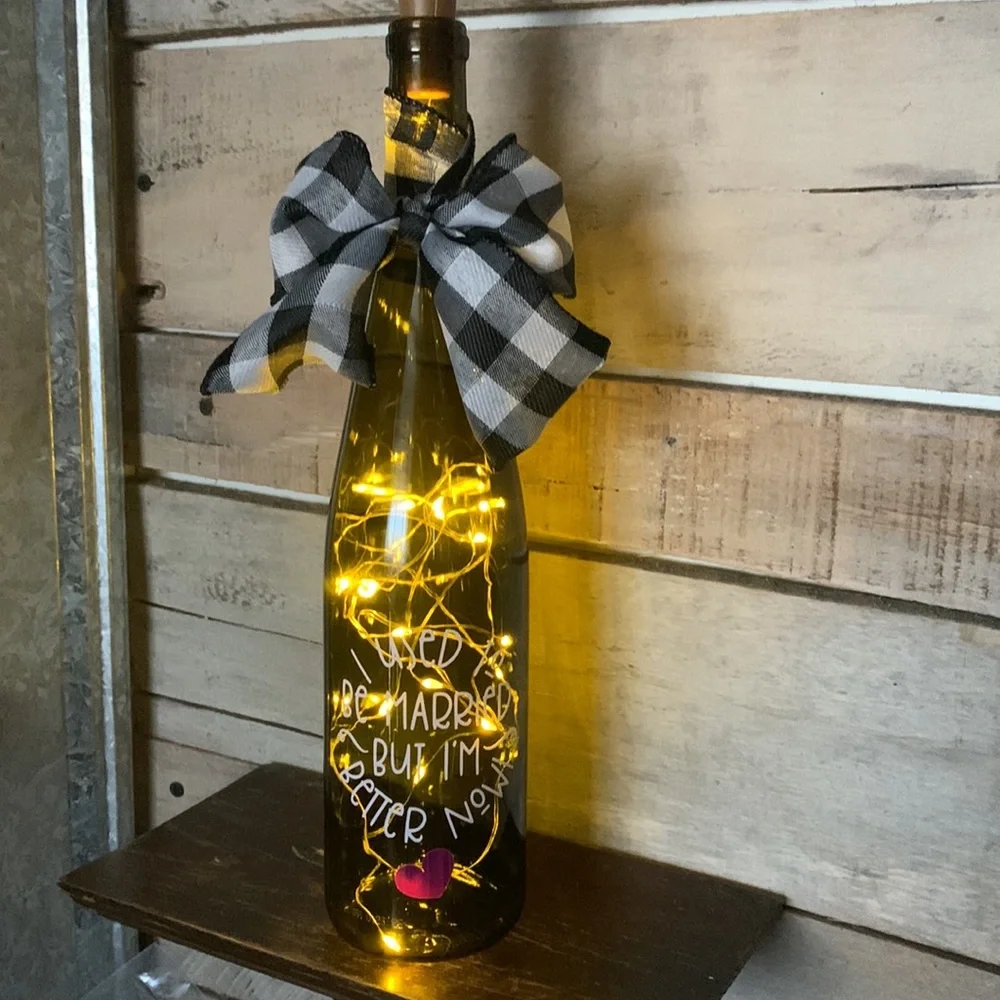 Hand Crafted- ‘I used to be Married…’ green bottle lantern